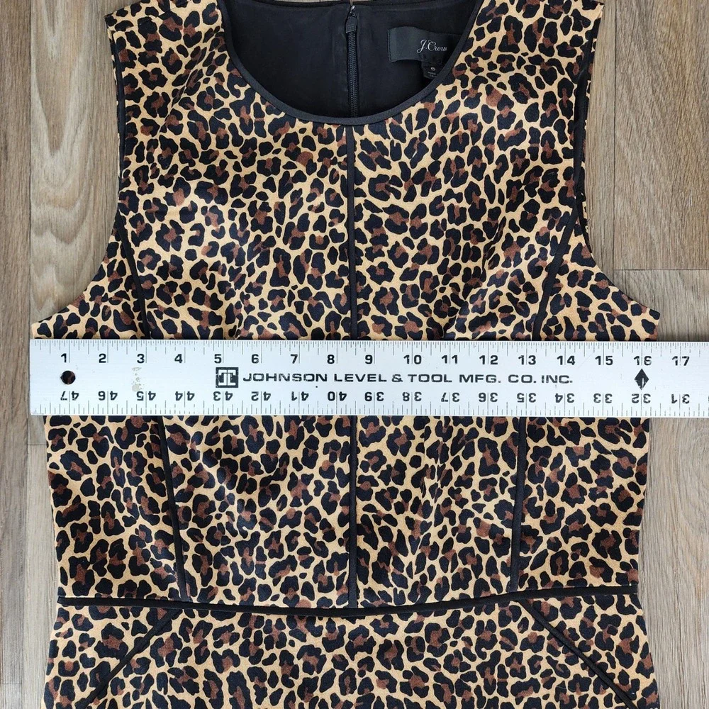J.Crew Leopard Print Sleeveless Sheath Dress Brown Black Size 6 Cotton Blend
